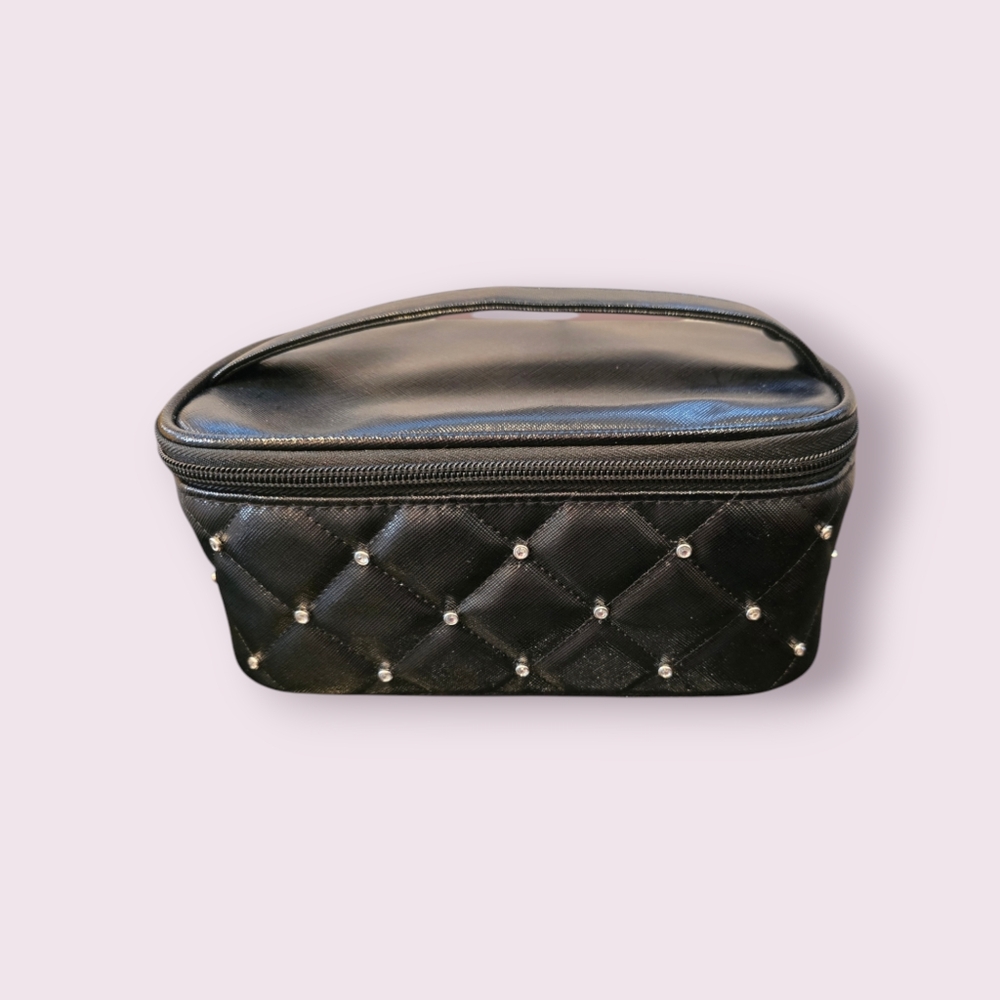 2 Claires makeup bags NWT. Black leather with rhinestones.